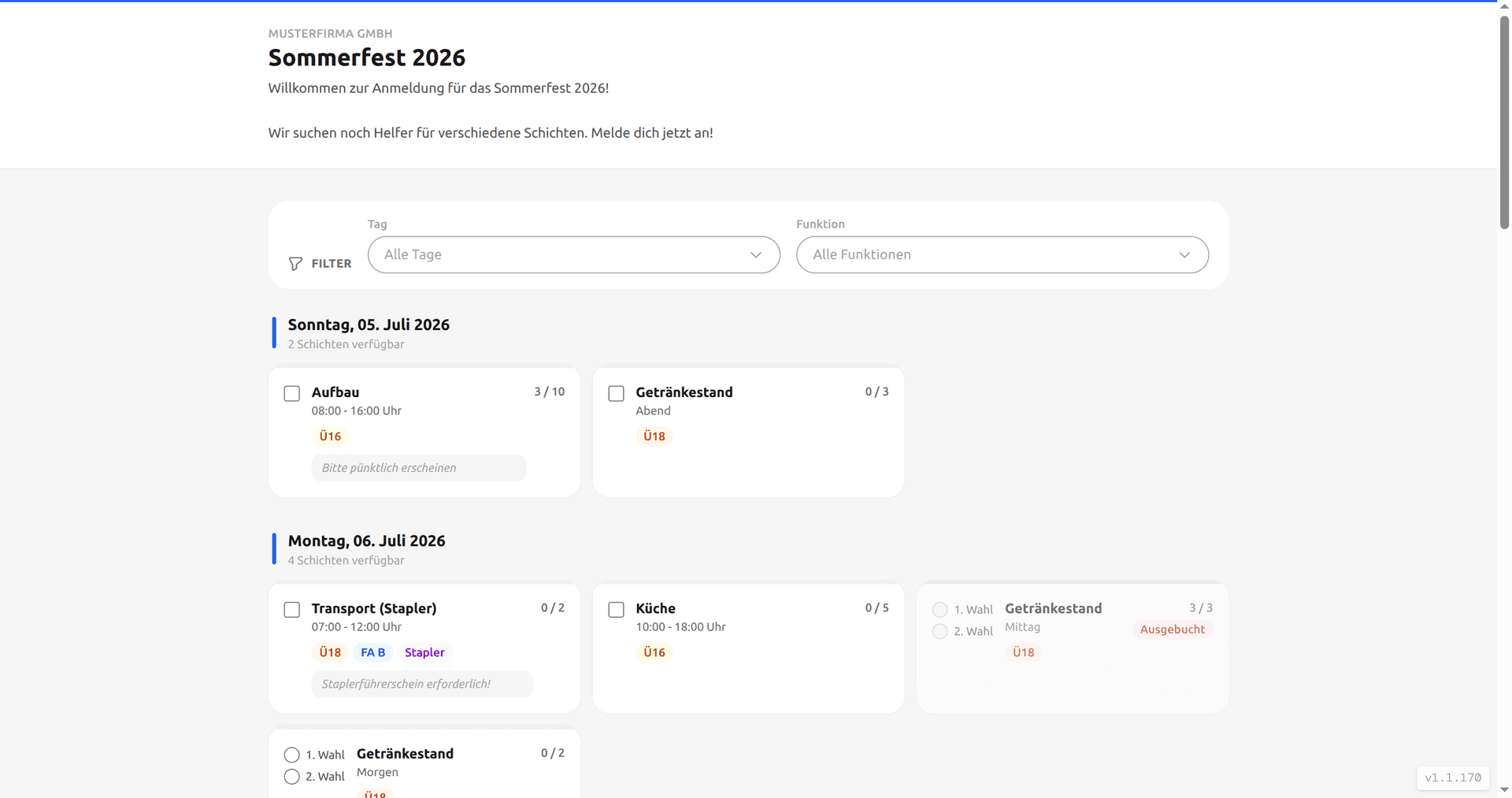 Öffentliche Helfer-Anmeldung