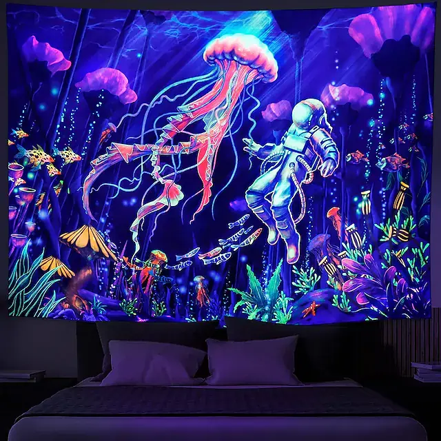 Wandteppiche mit UV Farbe 300cm x 180cm Jellyfish